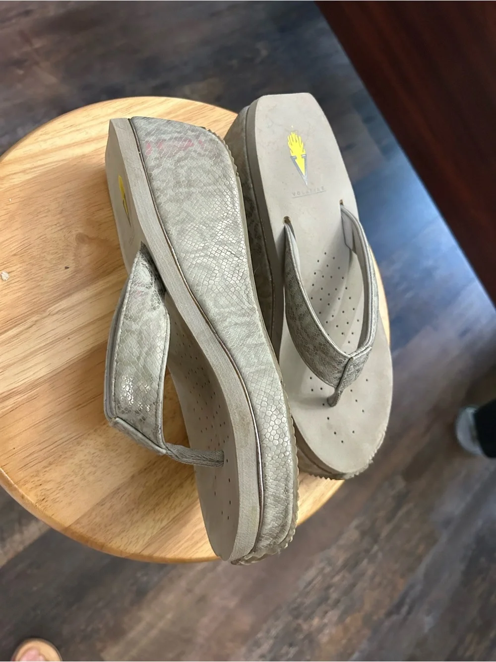 Vionic Wedge Flip Flop Sandals in Gray